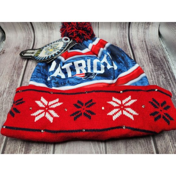 New England Patriots LED Light Up Knit Pom Pom Hat Beanie Cap NFL Official - Picture 5 of 9
